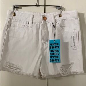YMI Festival White Denim Shorts